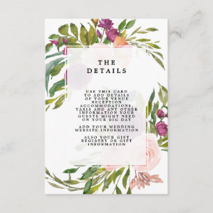 D'accompagnement carte d'information sur les détails de mariage ave