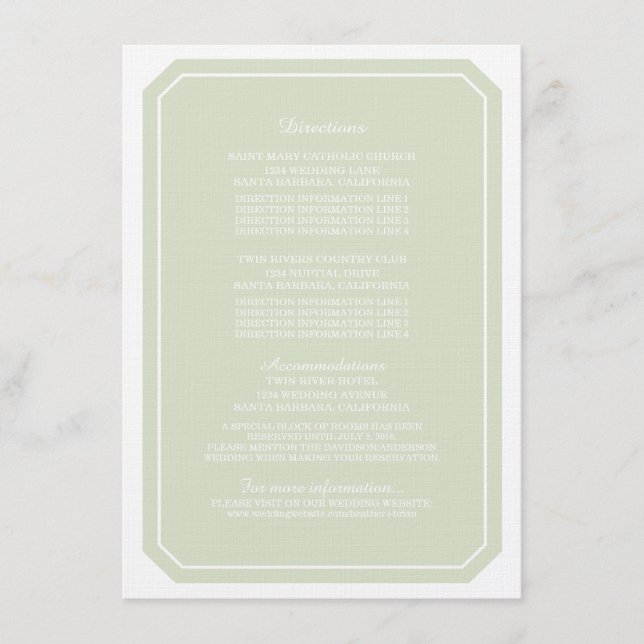 D'accompagnement Carte d'information verte tout simplement élégante (Devant)