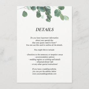 D'accompagnement Carte d'informations/détails mariages feuille Wate