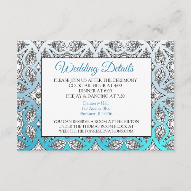 D'accompagnement Carte d'informations sur le Mariage Aqua Blue Mand (Devant)