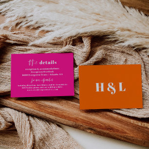 D'accompagnement Carte d'informations sur le Mariage en gras rose c