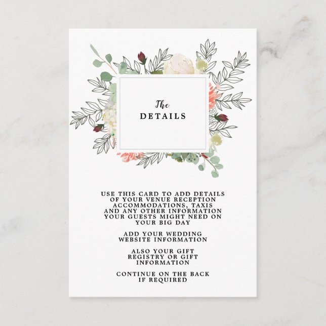 D'accompagnement carte d'informations sur le mariage floral boho (Devant)