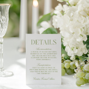 D'accompagnement Carte d'informations sur le Mariage Mariage Sage G