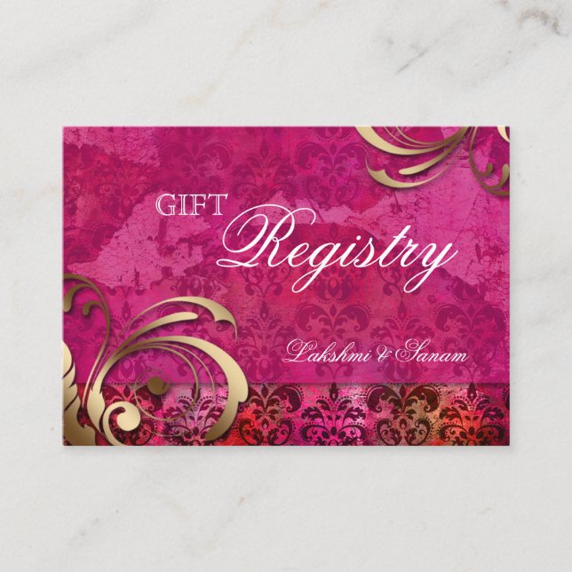 D'accompagnement Carte d'inscription Mariage indien Pink Gold (Devant)