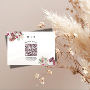D'accompagnement Carte d'insertion de code QR de mariage avec herbe