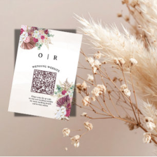 D'accompagnement Carte d'insertion de code QR de mariage avec herbe