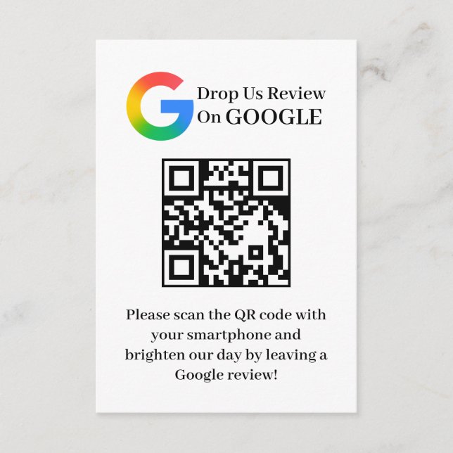 D'accompagnement Carte d'insertion de code QR pour avis Google Clie (Devant)