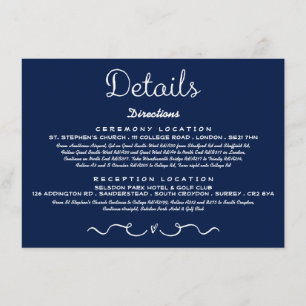 D'accompagnement Carte d'insertion de détails mariage   Bleu de mar