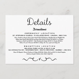 D'accompagnement Carte d'insertion de détails mariage   Noir et bla