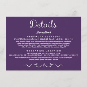 D'accompagnement Carte d'insertion de détails mariage   Purple mode