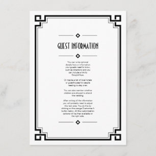 D'accompagnement Carte d'insertion de Mariage blanc Art déco cadre