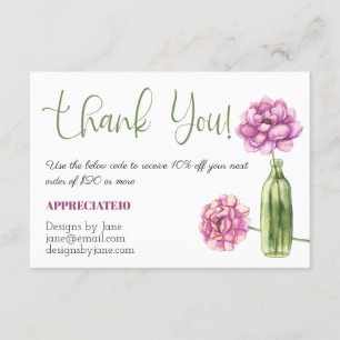 D'accompagnement Carte d'insertion de Merci rose coupon pour petite