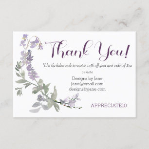 D'accompagnement Carte d'insertion de Merci violet Coupon pour peti