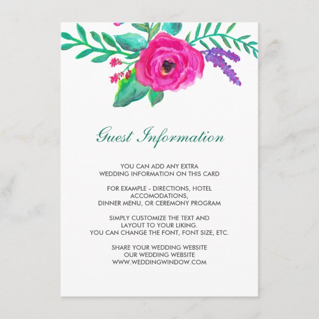 D'accompagnement Carte d'insertion Mariage Florals frais (Devant)
