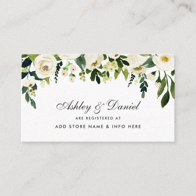D'accompagnement Carte d'insertion mariage Green White Floral Regis (Devant)