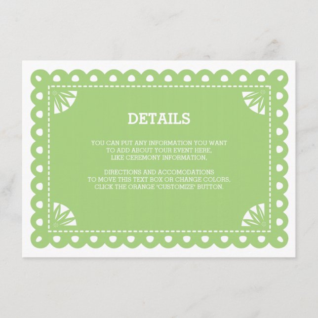 D'accompagnement Carte d'insertion Papier Picado - Vert (Devant)