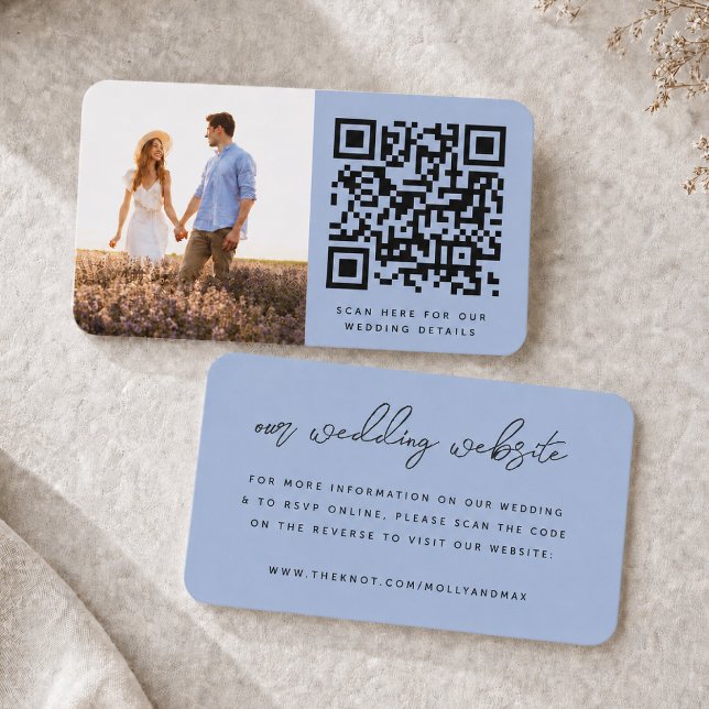 D'accompagnement Carte d'insertion pour site web de mariage | QR Co (Direct guests seamlessly to your wedding website using this QR code photo invite enclosure card)