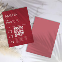 Carte d'invitation de mariage rouge cramoisi minim