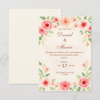 D'accompagnement Carte d'invitation de mariage simple rose