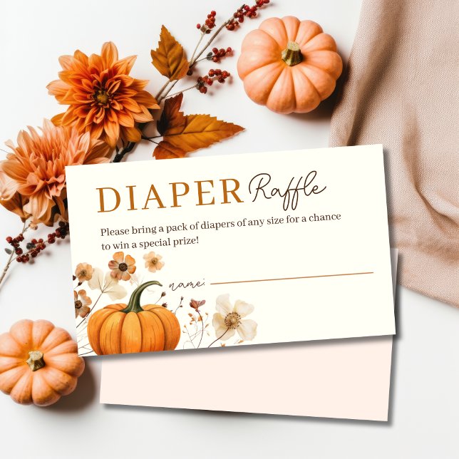 D'accompagnement Carte du boîtier du Citrouille de la couche d'auto (Fall Pumpkin Diaper Raffle Enclosure Card)