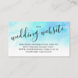 D'accompagnement Carte du site Web Mariage Ombre Watercolor - Bleu