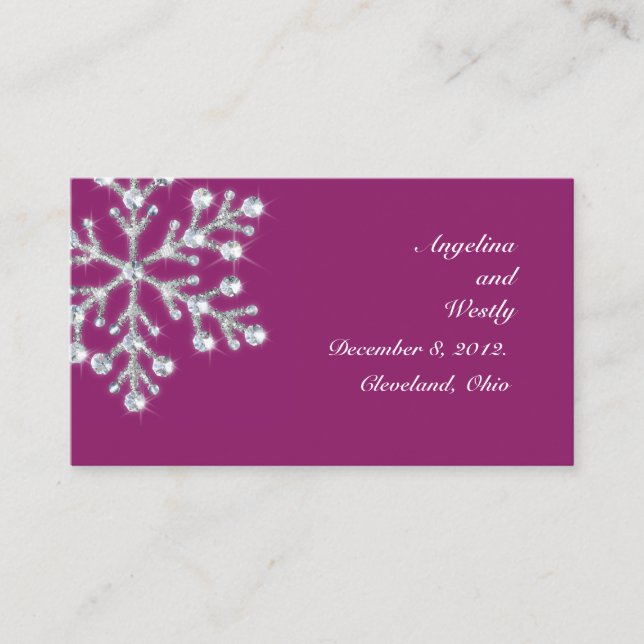 D'accompagnement Carte du site Web Mariage Wintery Magenta (Devant)