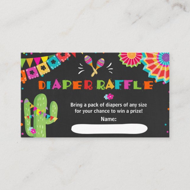 D'accompagnement Carte Fiesta Diaper Raffle Cactus Mexicain Floral (Devant)