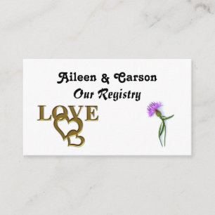 D'accompagnement Carte Gold Love Hearts et Purple Thistle Registry 