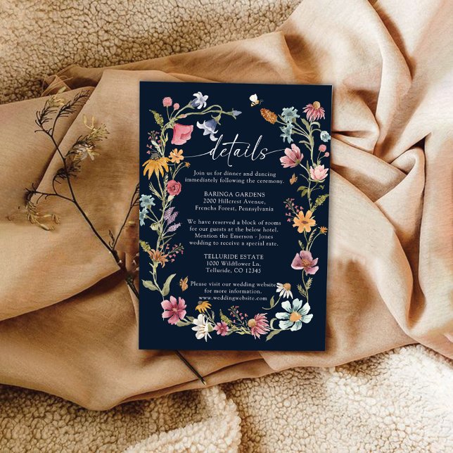 D'accompagnement Carte Mariage Fleur sauvage bleu marine (Créateur téléchargé)