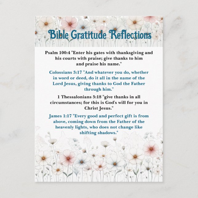 D'accompagnement Carte personnalisable Gratitude Bible Reflections (Devant)