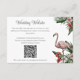 D'accompagnement Carte QR mariage tropical flamant rose dessiné à l