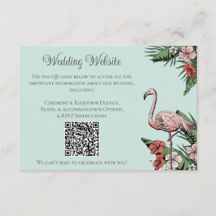 D'accompagnement Carte QR Mariage Tropical Flamant Turquoise