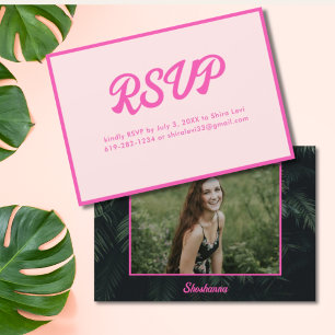D'accompagnement Carte RSVP Bat mitzvah rose néon tropical