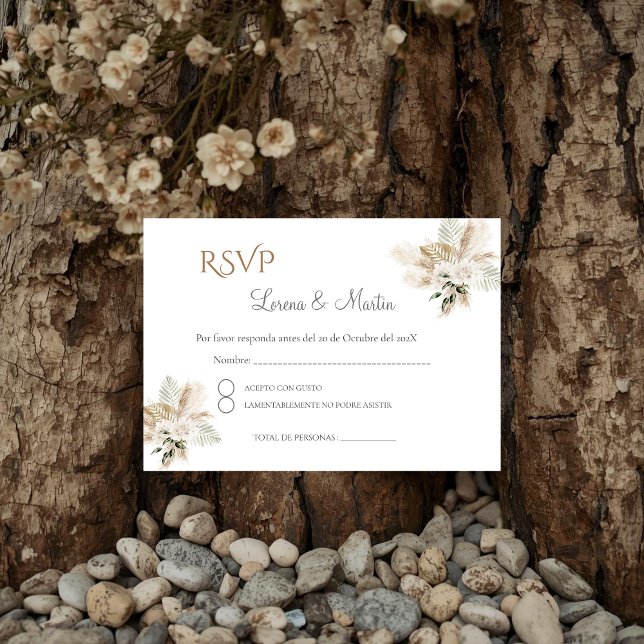 D'accompagnement Carte RSVP de mariage espagnol Boho (Créateur téléchargé)
