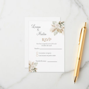 D'accompagnement Carte RSVP de mariage espagnol Boho