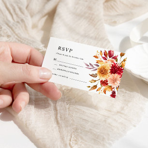 D'accompagnement Carte RSVP de mariage Fleurs d'automne