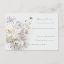 Carte RSVP de mariage romantique lilas floral