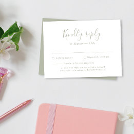 D'accompagnement Carte RSVP de mariage vert à taille minimale du bu