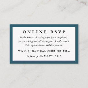 D'accompagnement Carte RSVP en ligne du Mariage Turquoise profond