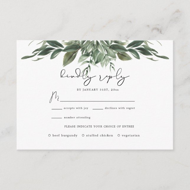 D'accompagnement Carte RSVP Foliage Leaf Wedding (Devant)
