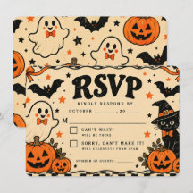 Carte RSVP Halloween Vintage | Fantômes de la Soci