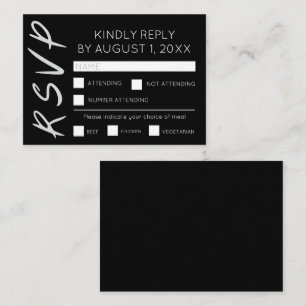 D'accompagnement Carte RSVP minimaliste noir et blanc