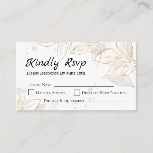 D'accompagnement Carte RSVP pour mariage rural feuille d'or géométr