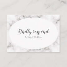 Carte RSVP répondez au marbre moderne
