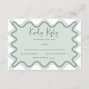 D'accompagnement Carte RSVP Sage Green Wavy Border