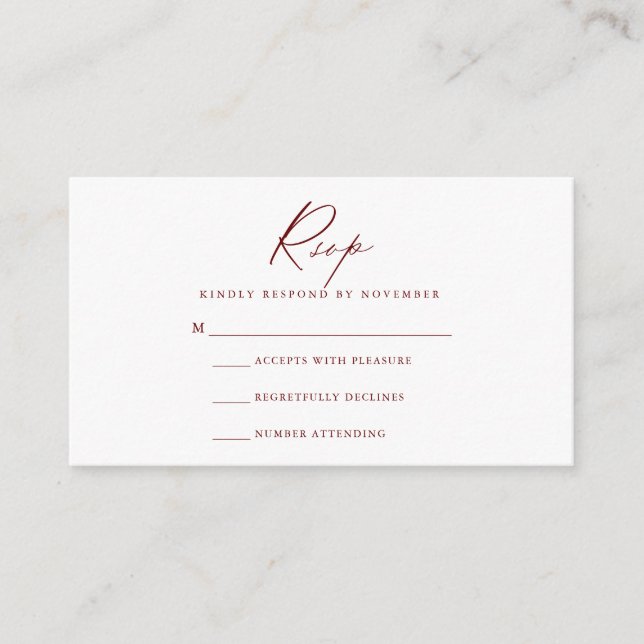 D'accompagnement Carte RSVP Script Moderne (Devant)