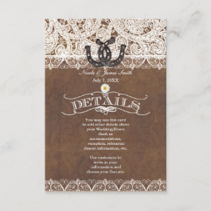 D'accompagnement Carte Rustic Horseshoe & Lace Country DETAILS