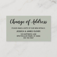 Changement d'adresse minimal et élégant Carte vert