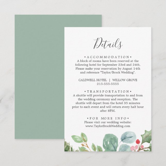 D'accompagnement Christmas Greenery & Berry Détails Carte de boîtie (Devant / Derrière)