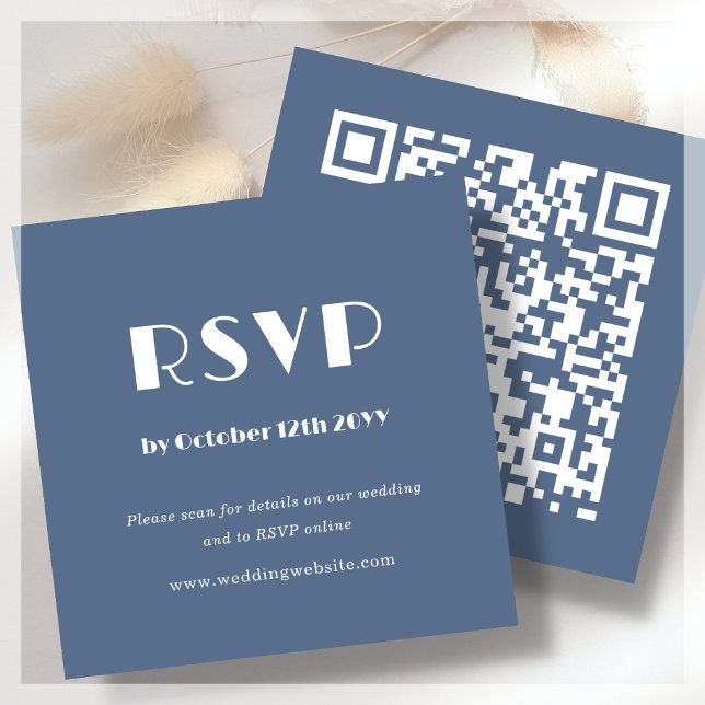 D'accompagnement Code QR Scan pour RSVP Carte Dusty Blue (Créateur téléchargé)